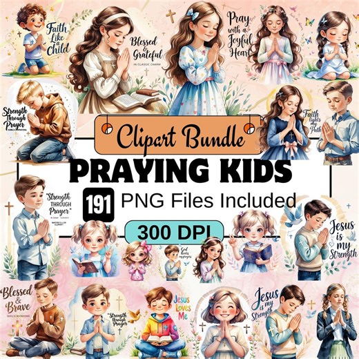 Praying Kids Clipart, Cute Children Praying Png Bundle,praying Girl Clipart, Catholic Christian, Faith Clipart, Christian Clipart, Religious - Etsy