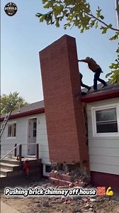Brick Chimney Demolition Toppled Down 🧱 #demolition #construction #renovation