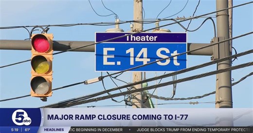 East 14th Street ramp to I-77 south to close Monday