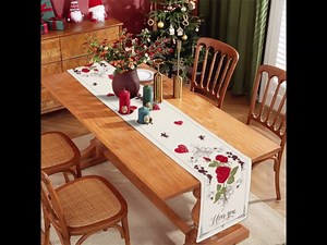 Love Valentines Table Runner,Pink Red Sweet Valentine's Day Table Runners Anniversary Wedding Kitchen Dining Decoration for Home Party Decor 13x72 Inch (Red Rose, 13x72 Inch)