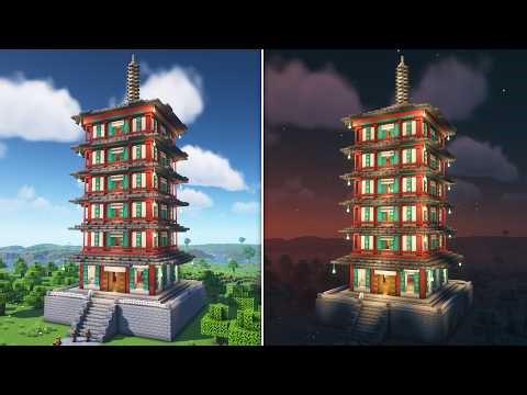 ⛏️ Minecraft :: How to build a Korean Traditional Tower (Pagoda) 🏠 [마인크래프트 한국 전통 한옥 탑 만들기 건축강좌]