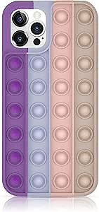Pop It Phone Case (Purple)-Fidget Pop It Bubble Wrap Phone Case for Your Mobile Phone-Cute iPhone Case for Girls-Bubble Popper Cell Phone Covers Compatible with Apple iPhone 12 Pro Max
