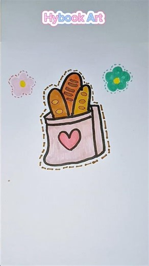 Let’s Draw Cute Bread in a Bag! 🥖 #shortsyoutube #drawing #roti #artshorts #cutedrawing #foryou