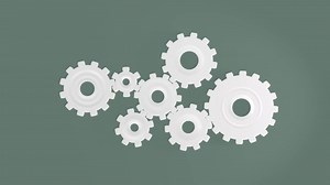 Mechanical gears 3d render - slow motion loopable animation
