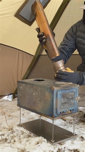 Ultralight tent stove campsite set up 🏕️ #survival #3wstove #wstove