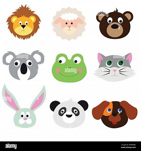 Animal Faces Set Stock Vector Image & Art - Alamy