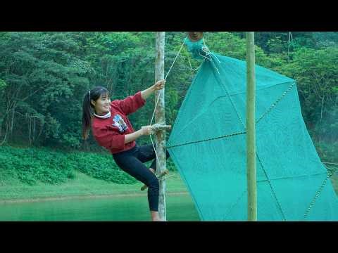 Dropping a Giant Fish Trap 50m Deep – Lake Fishing Alone