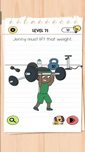 Brain Test Level 71 | Jenny Must Lift the Weight Puzzle Solution | #short