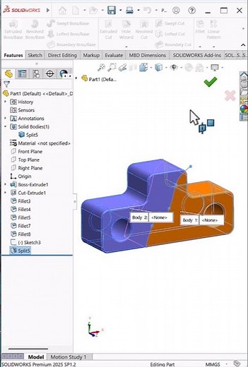 Split Bodies in SolidWorks | Multi-Body Tip #shorts
