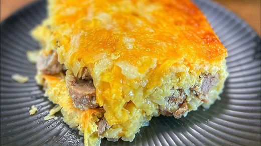 Easy breakfast casserole packed with savory sausage