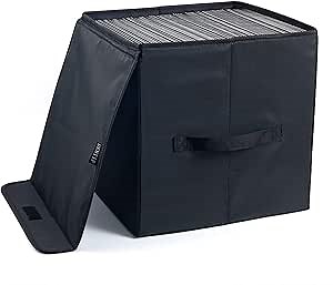 Snap-N-Store Vinyl Record Storage Box - Pack of 1-13.2 x 12.625 x 12.5 Inch LP Holder with Lid for 12-inch Records - Crate Holds up to 75 Vinyl Albums - Classic Blue