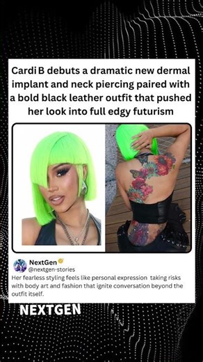 Cardi B debuts a dramatic new dermal implant and neck piercing paired with a bold black