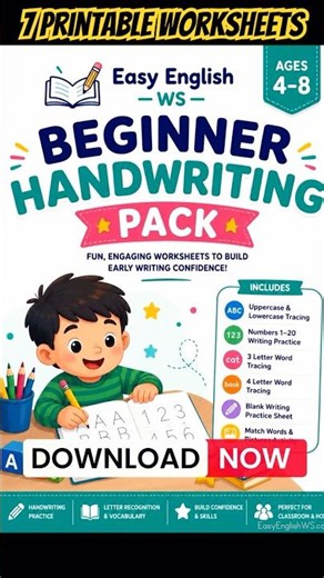 FREE Beginner Handwriting Practice Pack ✏️ | Printable ESL Worksheets (Ages 4–8)