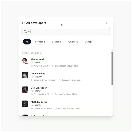 Code Adventure AH on Instagram: "Developer directory search built with React & Typescript 🧑‍💻 Code in the comments and within Atheros Pass 🚀 Follow me for more videos and codes: Code Adventure #html #htmlcss #htmlcssjs #html5 #htmlcss #htmlcsscoding #HTMLTemplate #htmltemplate #htmlDeveloper #htmlcssjavascript #htmlcode #htmlcsscoder #htmlcsscoding #htmlcsscourse #learn #developer #developerlife #developerslife #developerspace #developercommunity #DeveloperStudentClubs #program #programmer #p