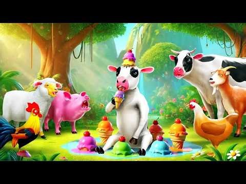 When a Calf Loves Ice Cream! Funny Farm Scene