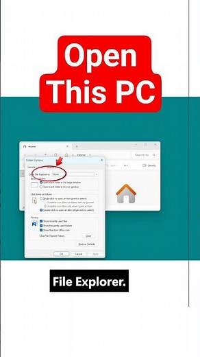 File Explorer Open to This PC Every Time #shorts