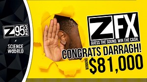 🎉🎊✨ A massive congratulations to our biggest ZFX Winner in history - Darragh from Vancouver, who correctly identified the ZFX sound of snapping a yogurt package apart. He says he had this guess in mind saved since Day 1, and he's now $81,000 richer cause of it, which he plans to use to go back to school and finish a masters degree as a therapist. 💰💸💰💸💰 And thanks again to our partners at Science World for helping participate in this groundbreaking ZFX season. ⚗️🔬 Congratulations Darragh!