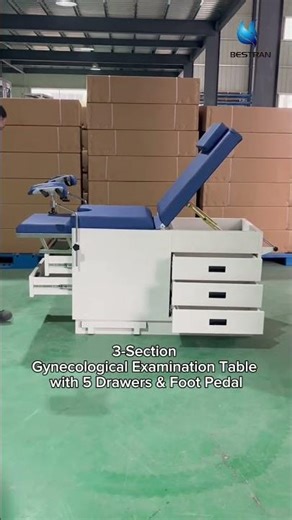 3-Section Gynecological Examination Table with 3 Drawers & Foot Pedal