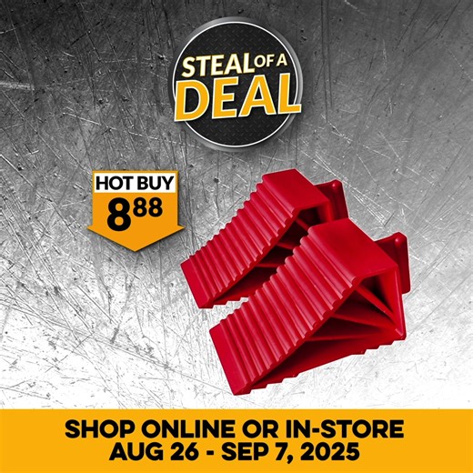 Here’s a double dose of deals for you! 🤪 Don’t let your trailer or vehicle move without your say-so: these thermoplastic rubber wheel chocks are designed for long-lasting strength and durability, making these ideal for utility trailers, campers and RVs up to 6,600 lb. 🫸 And this socket driver set comes with three sizes so you can tighten or loosen nuts and bolts faster than by hand, using your own sockets. 🔧 Can’t beat these prices, either! 👉 https://prnc.es/3VkVfmJ | Princess Auto