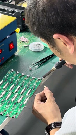 “Precision Hand Soldering on PCB with Temperature-Controlled Iron 🔥”