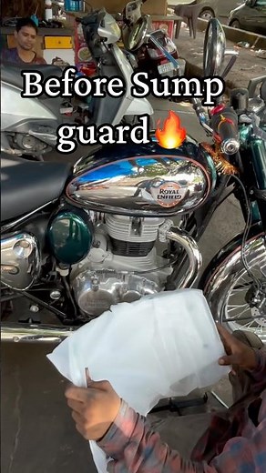 Installing the Ultimate Sump Guard emerald green classic 350 top variant bullet ‪@_AnirudhPratap_‬