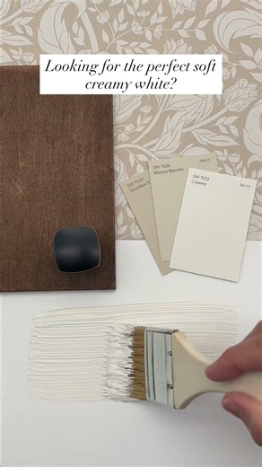 Creamy by Sherwin Williams is a soft warm white paint color that is popular with designers.