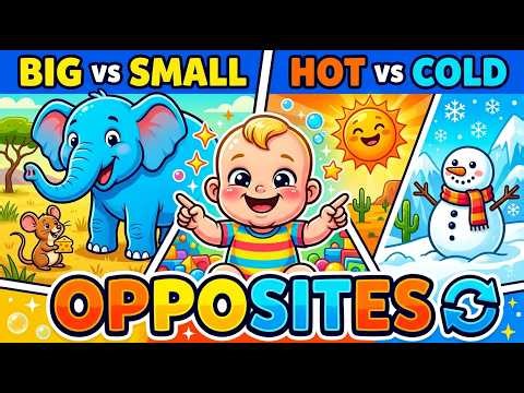 Opposites Song 🔄 | Learn Big Small Hot Cold | Hindi Urdu Kids Nursery Rhyme Cartoon