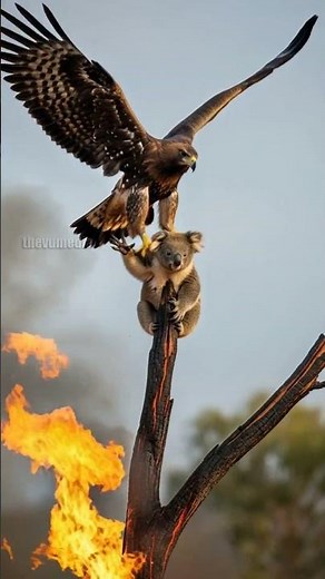 A Koala Is Trapped in a Wildfire and An Eagle Tries To Rescue Him! #rescue #animals #wildlife
