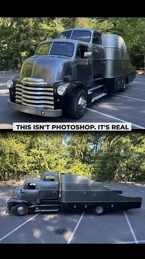 What happens when you take two 1951 Chevy COE cabs and spend seven years building a dream? You get this: the "COCOE," which stands for Cab-Over-Cab-Over-Engine. This absolute masterpiece sits on a modern motorhome chassis and is powered by a 454 big-block V8. It's not just for show, either – that's a fully functional 17-foot rollback car hauler bed. The craftsmanship is just unreal, from the custom four-seat interior to the way the entire stacked cab assembly tilts to reveal the engine. If you c
