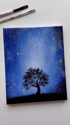 Galaxy Swirl and Tree Stillness Acrylic Painting Tutorial