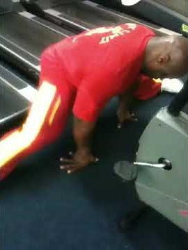 Ronnie Coleman stretching post workout at Muscleworks Gym,