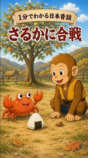 【1分でわかる日本昔話】さるかに合戦｜悪い猿に仲間たちが立ち向かう