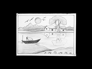 How to draw a very easy water reflection scenery drawing with pencil 📝