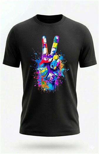 Colorful Paint Splatter Peace Sign Shirt