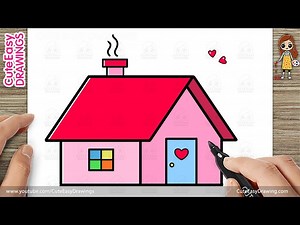How to Draw a Cute House - Easy Step by Step Tutorial for Kids and Beginners - Videos For Kids