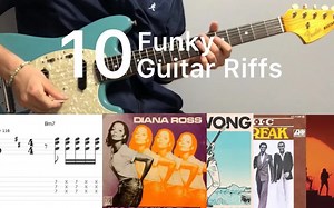 10 Funky Guitar Riffs (guitar cover with tabs)