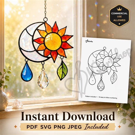 Sun Stained Glass Pattern, Beginner Stained Glass Patterns, PDF and PNG Digital Download - Etsy