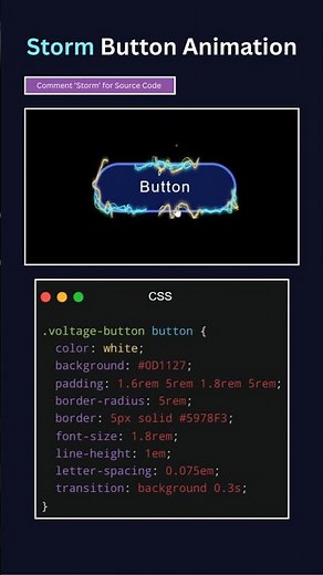 ⚡ Storm Button Animation Using Pure HTML & CSS | Electric Hover Effect