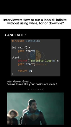 The #1 Infinite Loop Without for or while 😳 | goto in C #cprogramming #coding #shorts