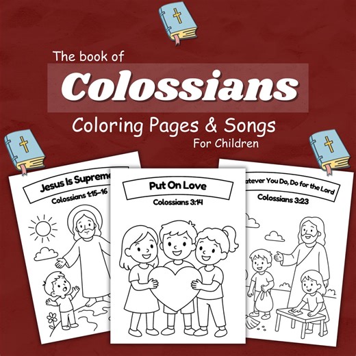 Colossians Bible Coloring Pages and Songs for Kids (instant Download) - Etsy