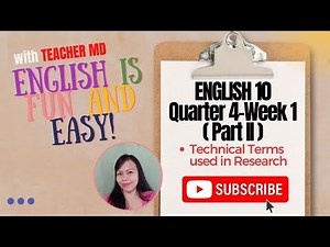 G10 Q4-Week 1 (Part II): Technical Terms used in Research #technicalterms #research