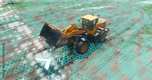 Smart building concept. Ground Levelling and Grading. Construction visualization with artificial intelligence