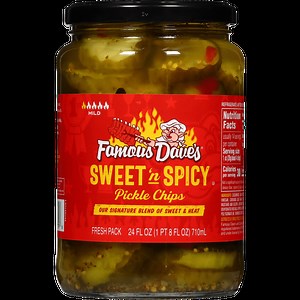 Famous Dave's Sweet 'N Spicy Pickle Chips, 24 fl oz Jar