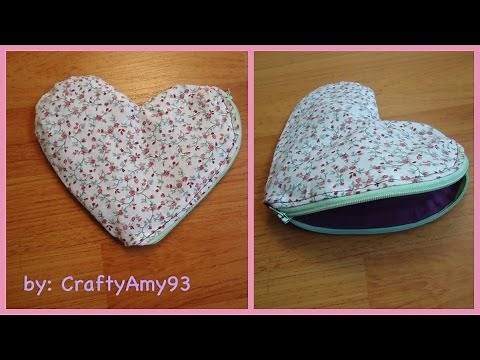DIY Heart Zippered Pouch