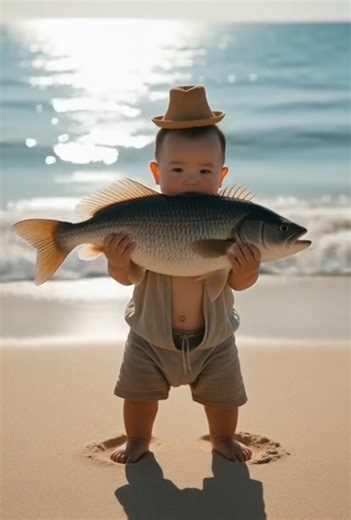 Baby's First BIG Fish... Wait for the Hug! 🥺❤️ #fatherandson #babyfishing #cutebaby #shorts #viral