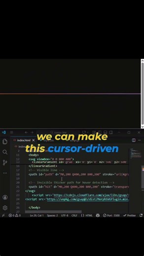 How to make Cursor line wobble by using HTML,CSS and JAVASCRIPT in vs code.