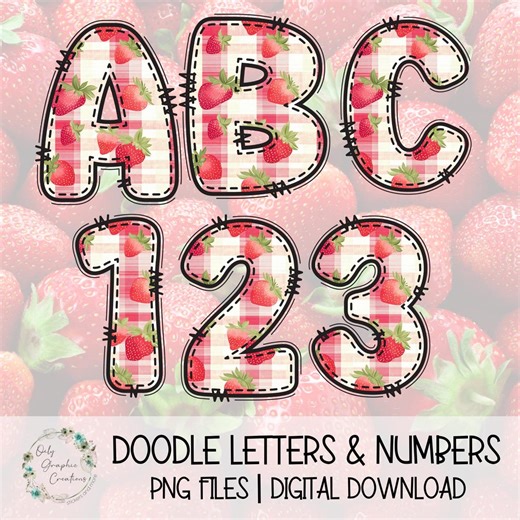 Summer Strawberry 4 Doodle Letter Clip Art Bundle, Images, PNG, Files, Digital Download, Sublimation - Etsy
