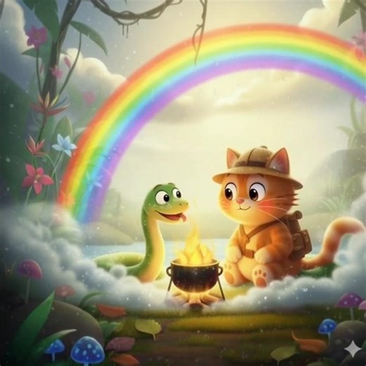 Funny Rainbow Moment! Cat & Snake See Rainbow 🌈🐱🐍 | Cartoon Short