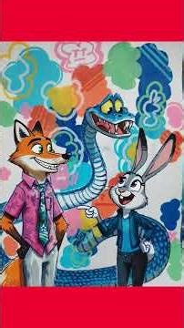 Zootopia Fan Art: Nick & Judy’s Colorful Adventure! 🤩🥰 #Zootopia #ArtTok #NickWilde #JudyHopps