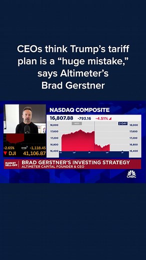 53K views · 735 reactions | The leaders of corporate America think the tariff policies announced by President Donald Trump on Wednesday went too far and will hurt the U.S. economy, according to Altimeter Capital CEO Brad Gerstner. Full details: cnb.cx/4jke6Ze | CNBC | Facebook